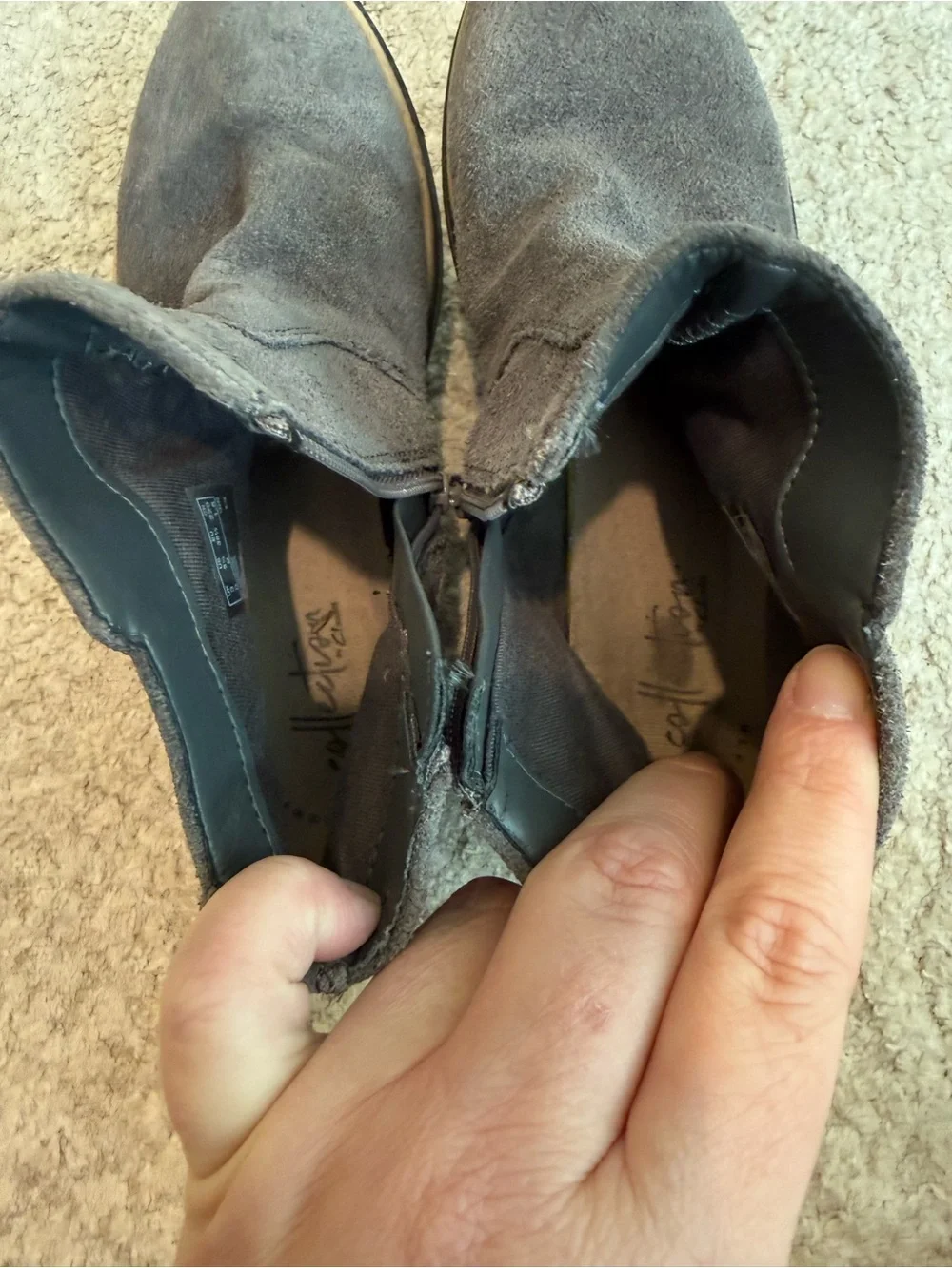 Clarks Sharon Swing Suede Wedge Ankle Booties Gray Size 5.5